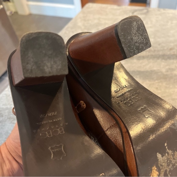 BCBG Lace-Up Baby Doll Block Heel Mary Jane Pumps in Rich Brown 7 1/2 - Picture 13 of 15